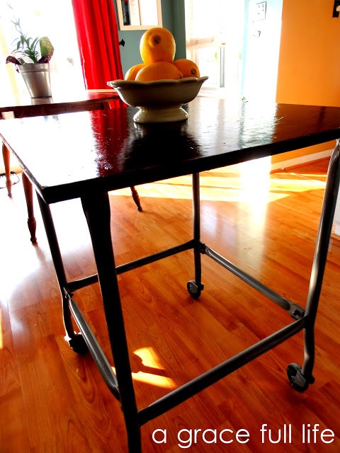 Goodwill rolling cart as a kitchen island