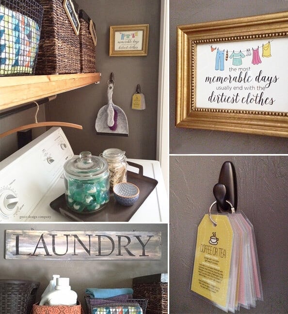 A collage of inspirational laundry room decor 