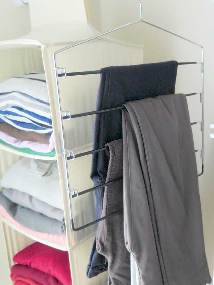 Hang up pants in the closet