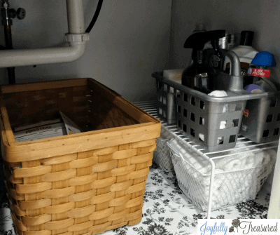 The area under the kitchen sink organized 