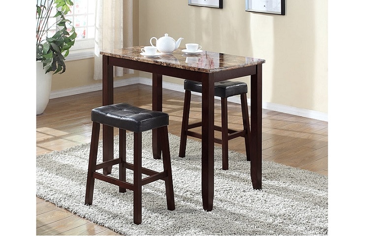 Roundhill Furniture 3-Piece Glossy Print Marble Breakfast Table Review