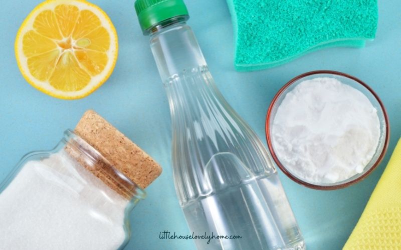 vinegar, baking soda,lime and other ingredients