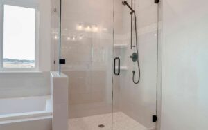 Image of bathroom with glass shower doors