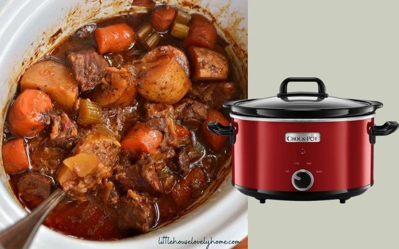 cooked stew in crockpot