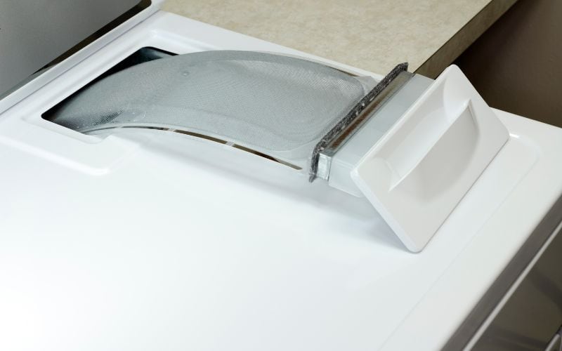 A clean lint trap of a dryer