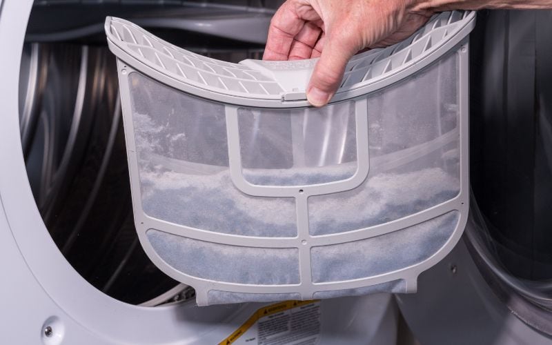 A dryer lint filter that can help prevent lint off te clothes