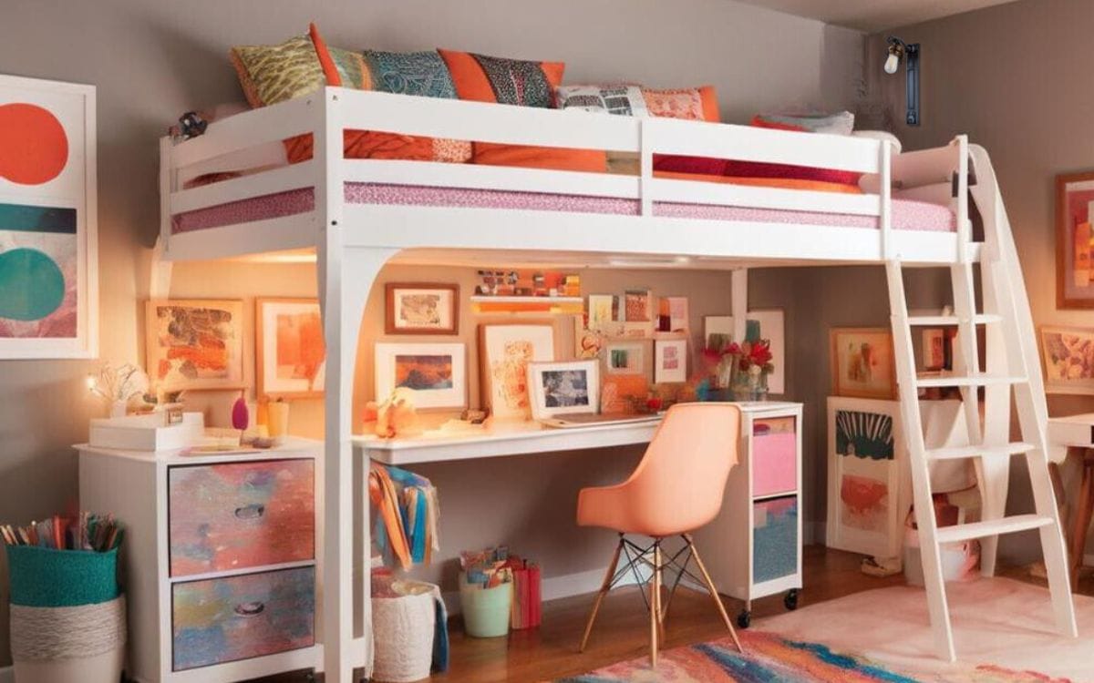 loft bed with arts and crafts area