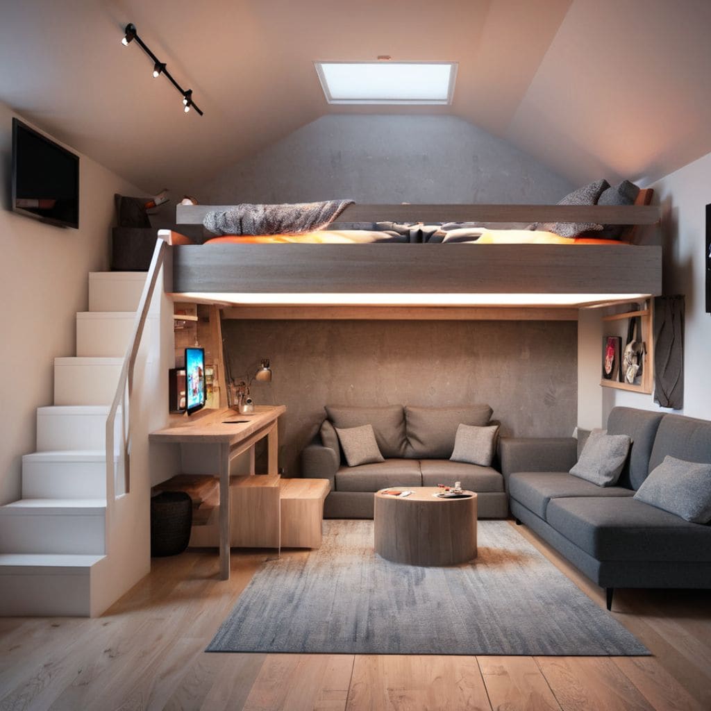 loft bed with chill out