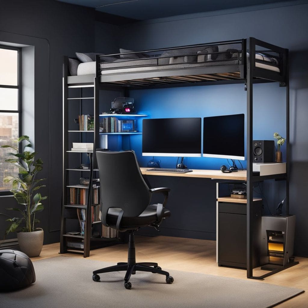 loft bed with gaming nook