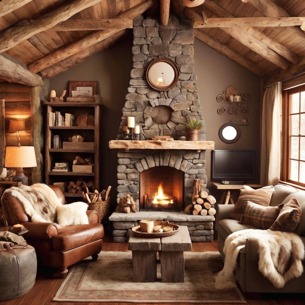 Cabin inspired Minimalist Small living room idea