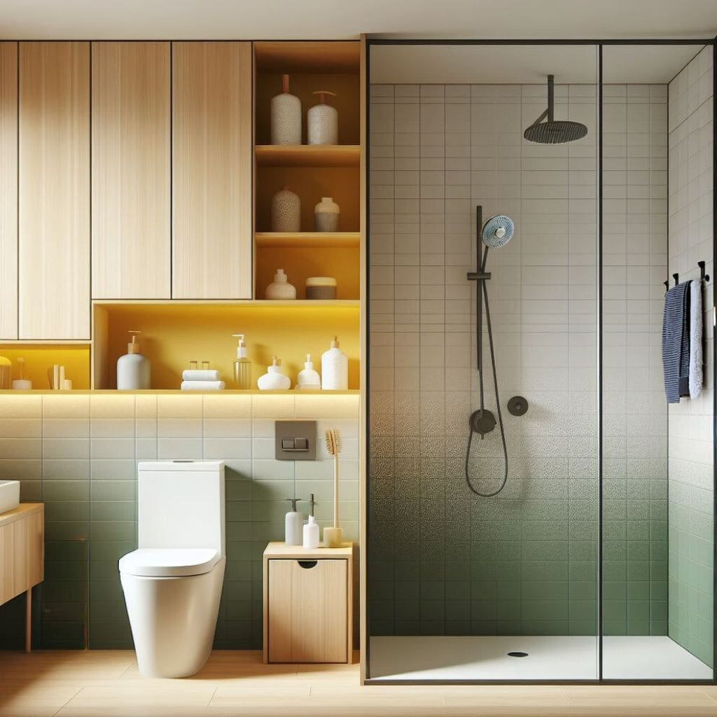 Small Bathroom with green and yellow tones