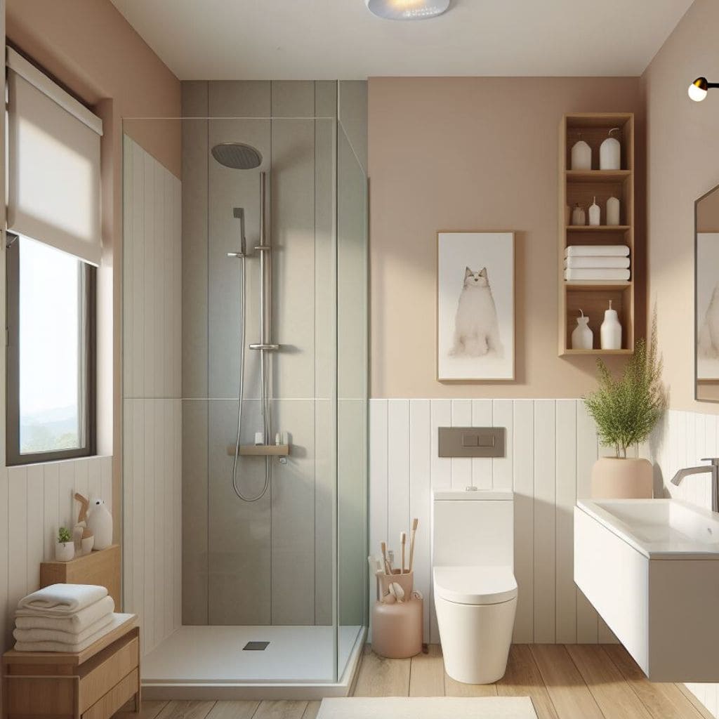 Chic and Cozy Small Bathroom Idea with Enclosed Shower