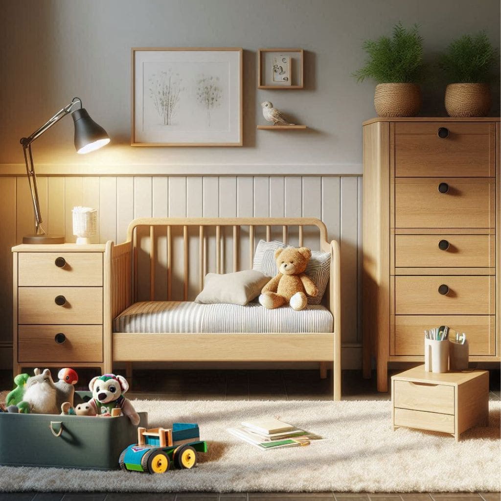 Small Kids Bedroom Ideas_Comfortable and Soothing Light Wood Themed Bedroom for Toddler