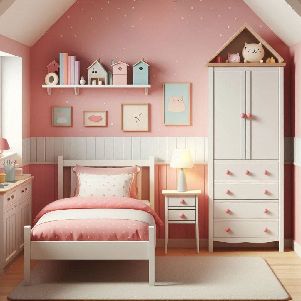 A Serene and Playful Kids' Haven in Soothing Coral Tones