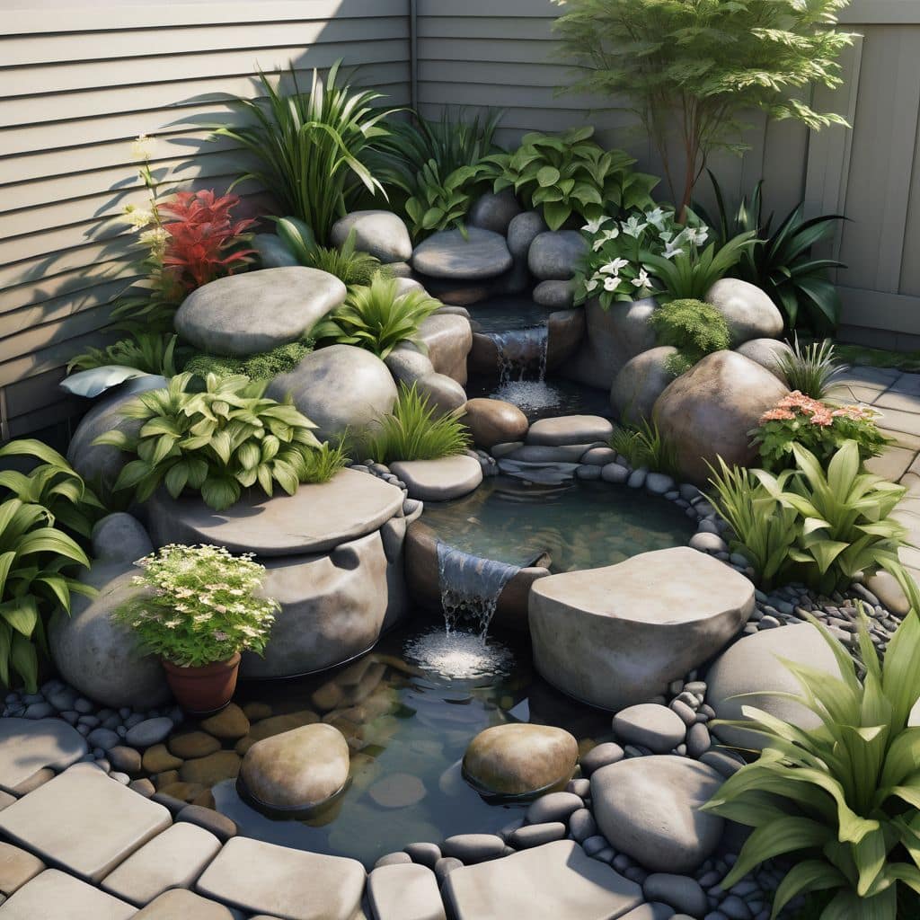 Nature-Inspired Water Feature Small Garden Idea