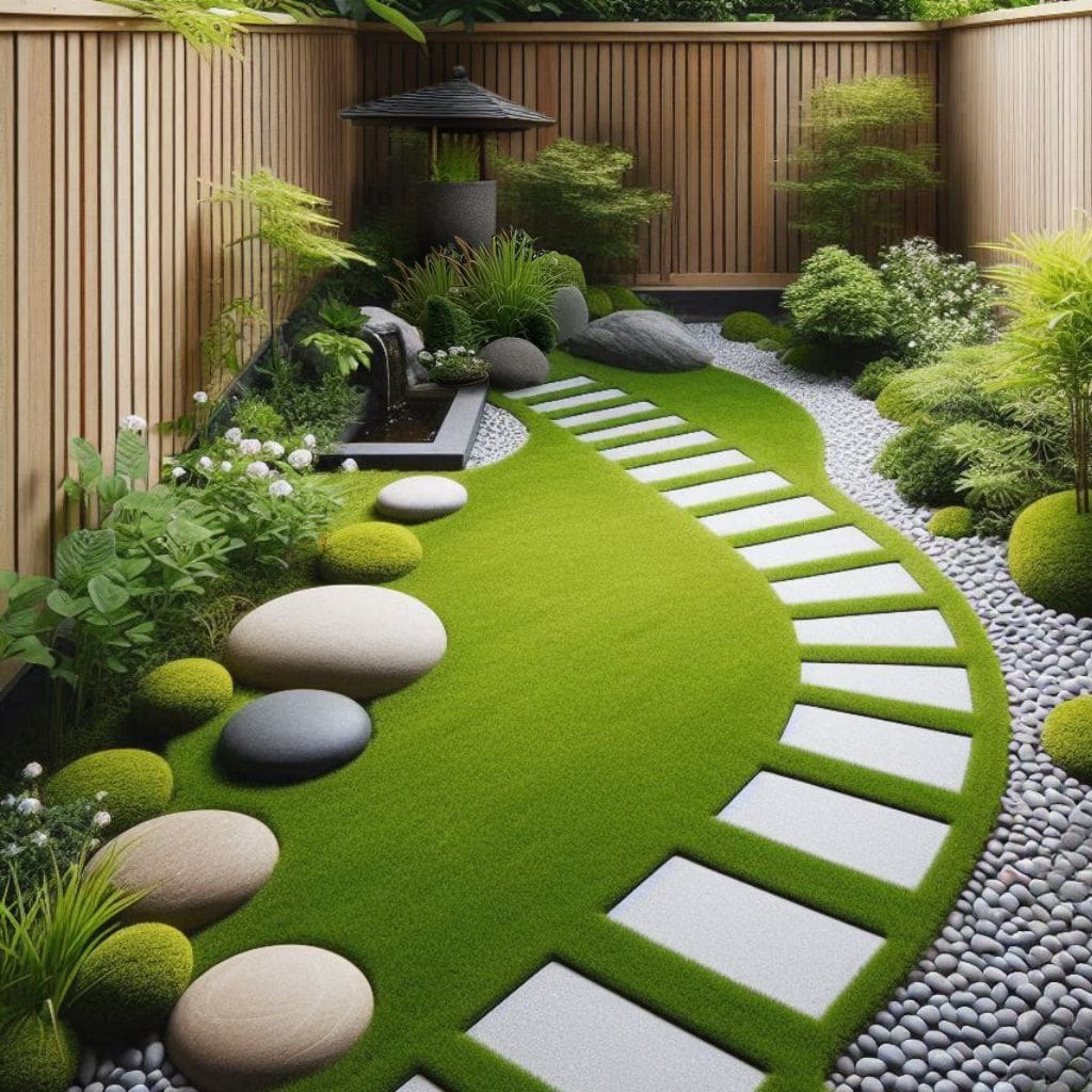 Calming Zen-Inspired Small Garden with Water Cascade