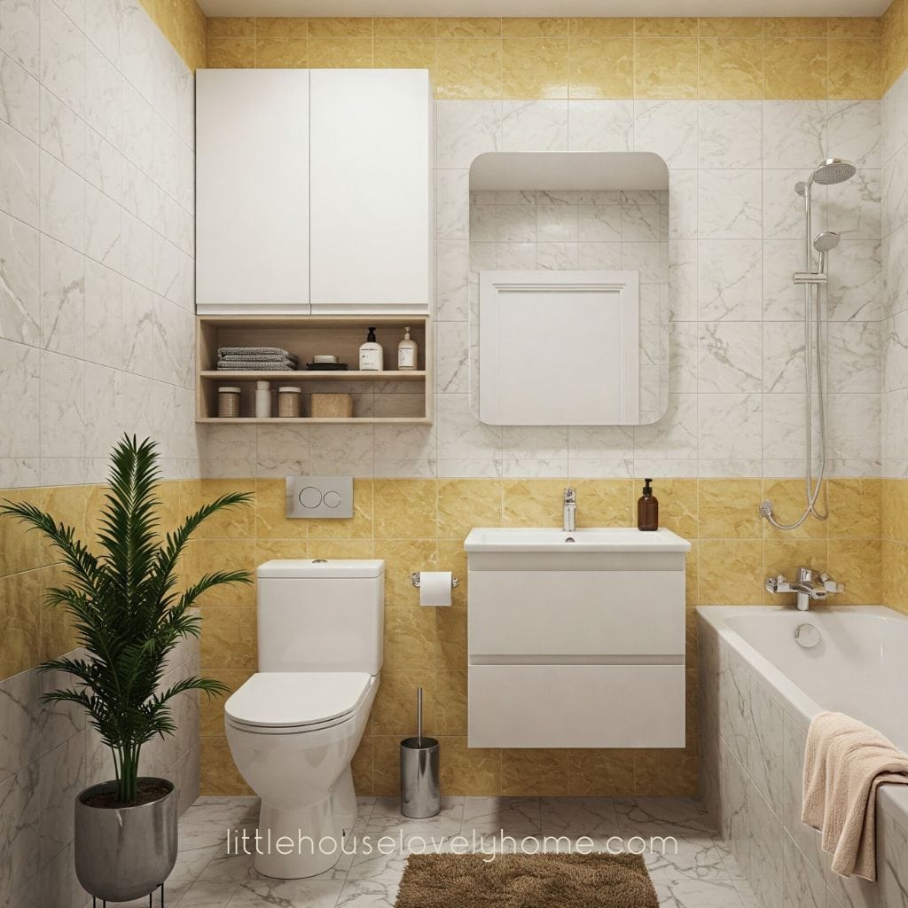 Elegant Marble Bathroom with Warm Accents