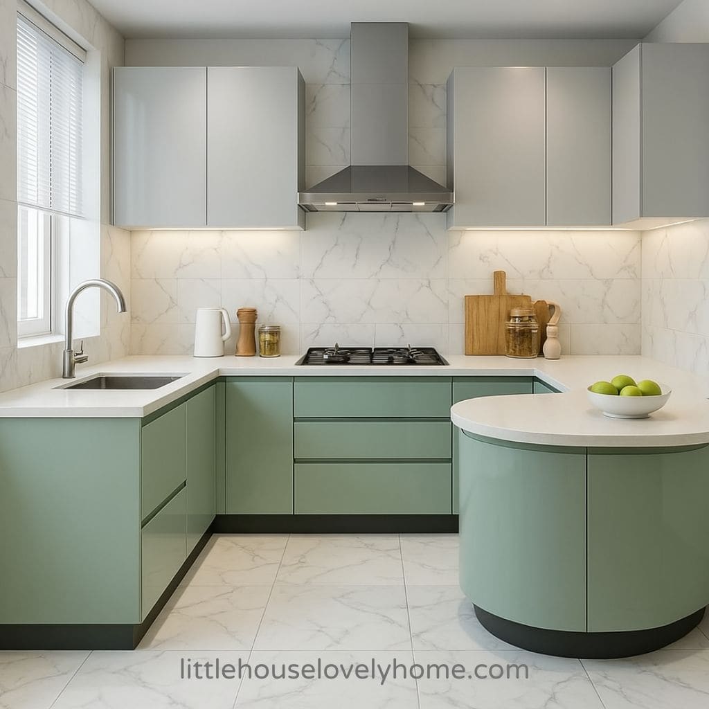 Fresh & Contemporary Small Mint Green Kitchen