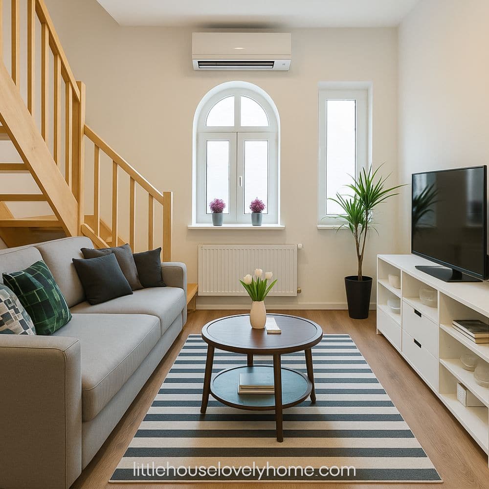 Efficient and Bright Small Living Space Under Stairs